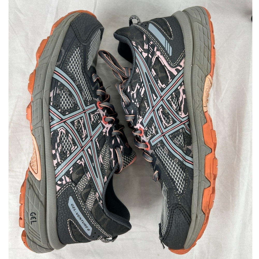 ASICS Gel Venture‎ 6 Trail Running Shoes Women 7.5 Gray Pink Orange Athletic - Picture 7 of 10